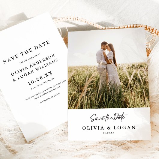 Schicke moderne Schrift Foto Hochzeit Save The Dat Date