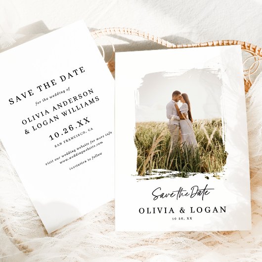 Schicke moderne Schrift Foto Hochzeit Save The Dat Date