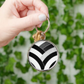 schicke, moderne, schwarz/weiß gebogene Zickzack Schlüsselanhänger (Hand)