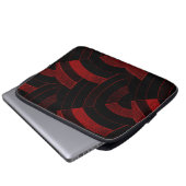 schicke, moderne, stilvolle schwarz-rote Chevrons Laptopschutzhülle (Vorne Knopf)