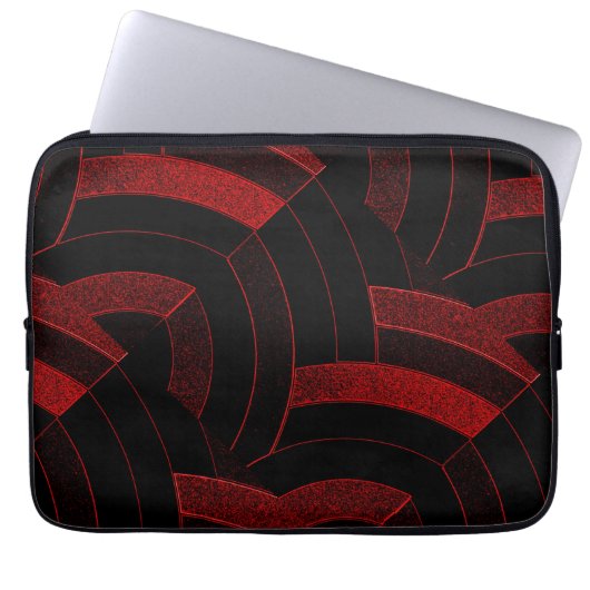 schicke, moderne, stilvolle schwarz-rote Chevrons Laptopschutzhülle (Vorderseite)