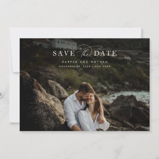 Schicke moderne Strandhochzeits-Foto Save The Date (Vorderseite)
