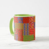 Schicke Mohnblumen-Faux-Patchwork-Ringermokasse Tasse (Vorderseite Links)