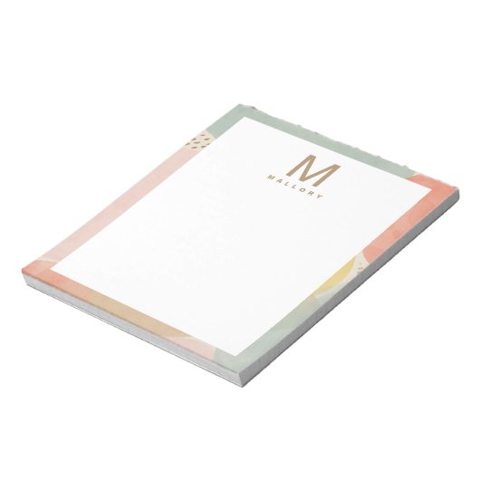 Schicke Monogramm-Farbige Abstrakte Formen Notizblock (Rotiert)