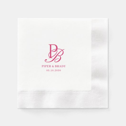 Schicke Monogramm-Hochzeits-Engagement-Probedinner Serviette (Vorderseite)