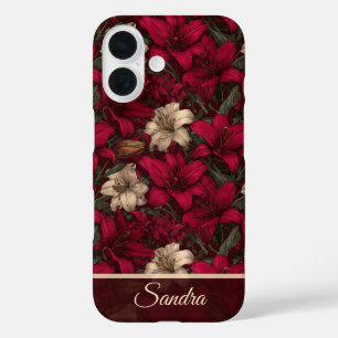 Schicke Mutter Geschenk Lilien Blumen Name iPhone 16 Hülle