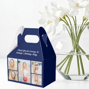 Schicke Navy-Blau-Geburtstags-Foto-Collage-Party Geschenkschachtel