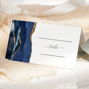 Schicke Navy Blau Gold Achat Hochzeitstischdekorat Platzkarte