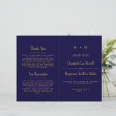 Schicke Navy Blau & Gold Hochzeitsprogrammvorlage (Stehend Vorderseite)