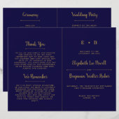 Schicke Navy Blau & Gold Hochzeitsprogrammvorlage (Vorne/Hinten)