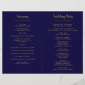 Schicke Navy Blau & Gold Hochzeitsprogrammvorlage (Rückseite)