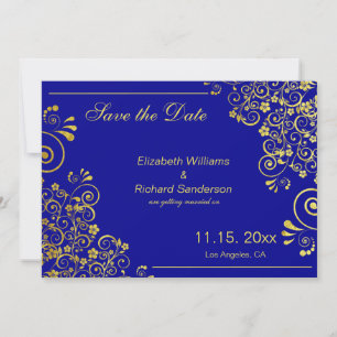 Schicke Navy Blau Gold Save the Date  Hochzeit