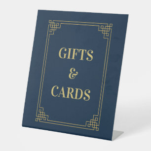 Schicke Navy Gold Art Deco Rahmen Geschenke und Ka Sockelschild