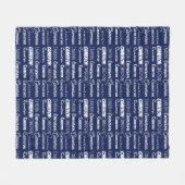 Schicke Navyblaue personalisierte Namenscollage Fleecedecke (Vorderseite (Horizontal))