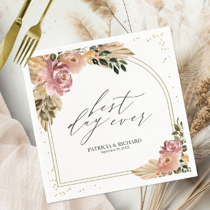 Schicke neutrale Farben Boho Blumen Hochzeitsservi Serviette