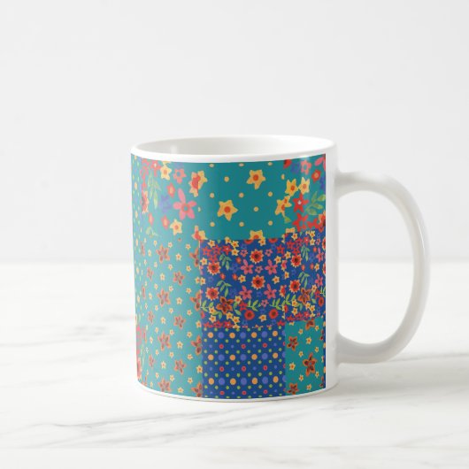 Schicke nostalgische Faux-Patchwork-Kaffeetasse Kaffeetasse (Rechts)