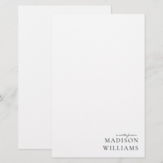 Schicke Notiz aus Script-Typografie-Papeterie Briefpapier (Vorne/Hinten)