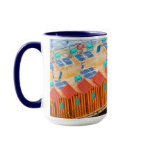 Schicke orange und blaue Cabanas-Strand-Art