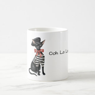 Schicke Pariser Katze roter Bogen schwarz weiß ges Kaffeetasse