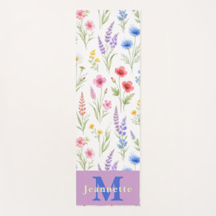 Schicke Pastell-Lavendel-Blau-Lachs-Rosa Wildblume Yogamatte
