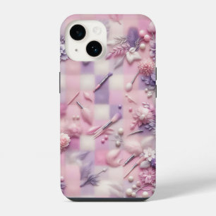 Schicke Pastell-Makeup- & Blumen-Handyhülle - Rosa iPhone 14 Hülle