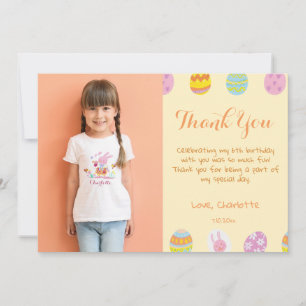 Schicke Pastellgelbe Eier Kinder Geburtstagsfoto Dankeskarte