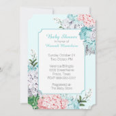 Schicke Pastellhydrangeas-blaue Einladung (Vorderseite)