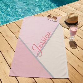 Schicke Pastellrosa Moderne Geometrische Benutzerd Strandtuch