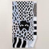 Schicke Patchwork Verdächtige Schwarze Katze Gingh Strandtuch (Vorderseite)