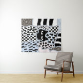 Schicke Patchwork Verdächtige Schwarze Katze Gingh Wandteppich (Beispiel (Horizontal))