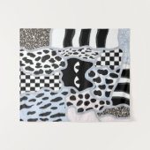 Schicke Patchwork Verdächtige Schwarze Katze Gingh Wandteppich (Vorderseite (Horizontal))