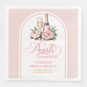 Schicke Perlen und Prosecco Blumen Hochzeitsservie Serviette (Vorderseite)