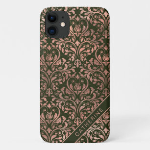 Schicke personalisierte Damast-Roségold-Namens Case-Mate iPhone Hülle