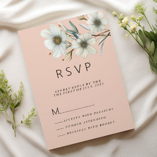 Schicke Pfirsich-Weiß-Minz-Blumen-Frühjahrs-RSVP Einladung