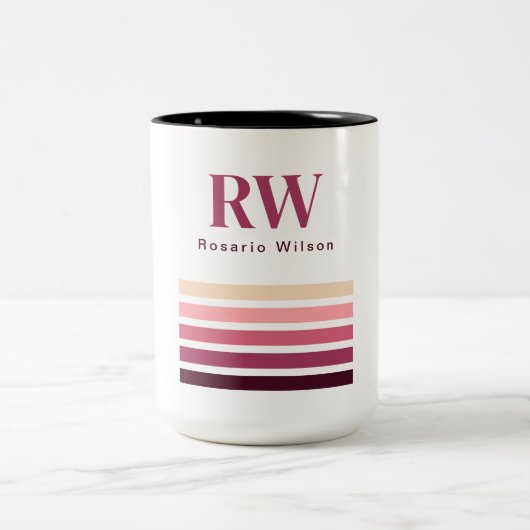 Schicke Retro-Streifen Monogramm Kaffeetasse (Mittel)