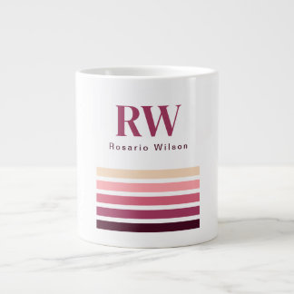 Schicke Retro-Streifen Monogramm Kaffeetasse Jumbo-Tasse