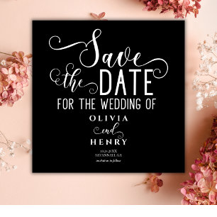 Schicke romantische Kalligrafie Schwarz Gothic Save The Date