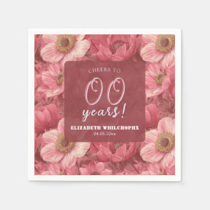 Schicke rosa Anemonen Vierzigster Geburtstag Gesch Serviette