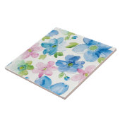 Schicke rosa blaue Blumen Fliese (Seite)