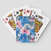 Schicke rosa blaue Blumen Spielkarten (Rückseite)
