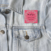 Schicke rosa Blumen- u. Perlen Wedding danken Button (Beispiel)