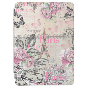 Schicke rosa Blumenparis-Eiffelturmtypographie iPad Air Hülle