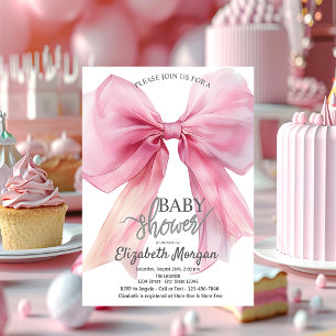 Schicke rosa Bogen gestreifte Babyparty Einladung