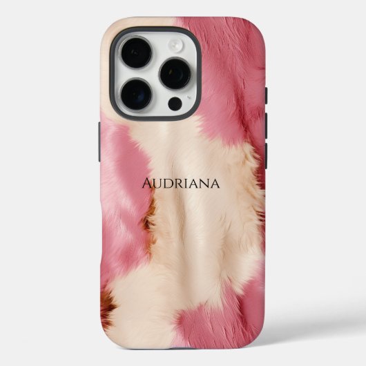 Schicke rosa Creme-Faux-Fell Case-Mate iPhone Hülle (Rückseite)