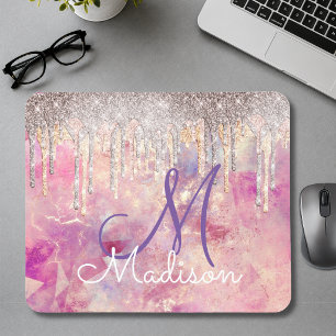 Schicke rosa Errötung pink holografisches tropfend Mousepad