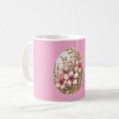 Schicke rosa Frühlingsblumen Osterei Kaffeetasse (Vorderseite Links)
