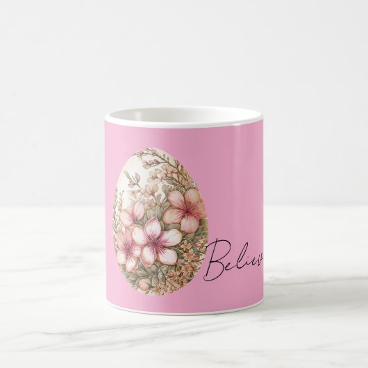 Schicke rosa Frühlingsblumen Osterei Kaffeetasse (Mittel)