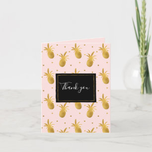 Schicke rosa Gold-Ananas und Punkte Danke