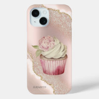 Schicke rosa goldene Glitter-Marmor-Cupcake