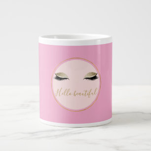 Schicke rosa goldene glitzernde schwarze Wimpern Jumbo-Tasse